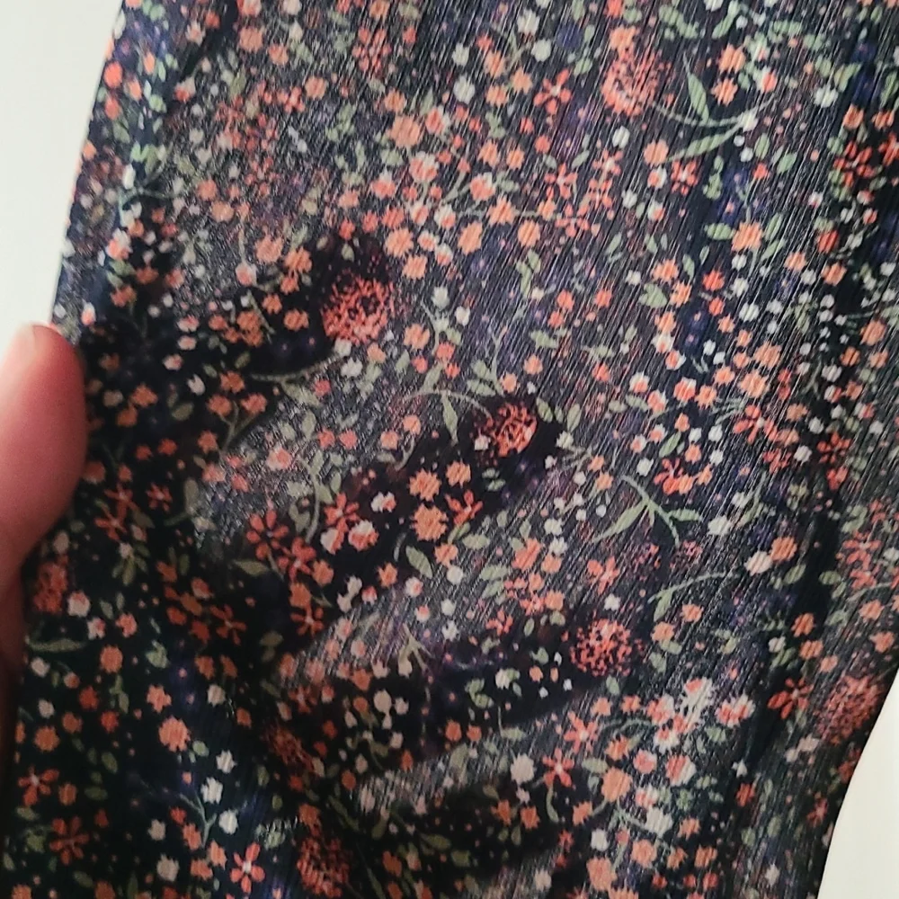 EUC J.Crew navy floral long sleeve dress flowy XL elastic waist spring - Picture 4 of 5